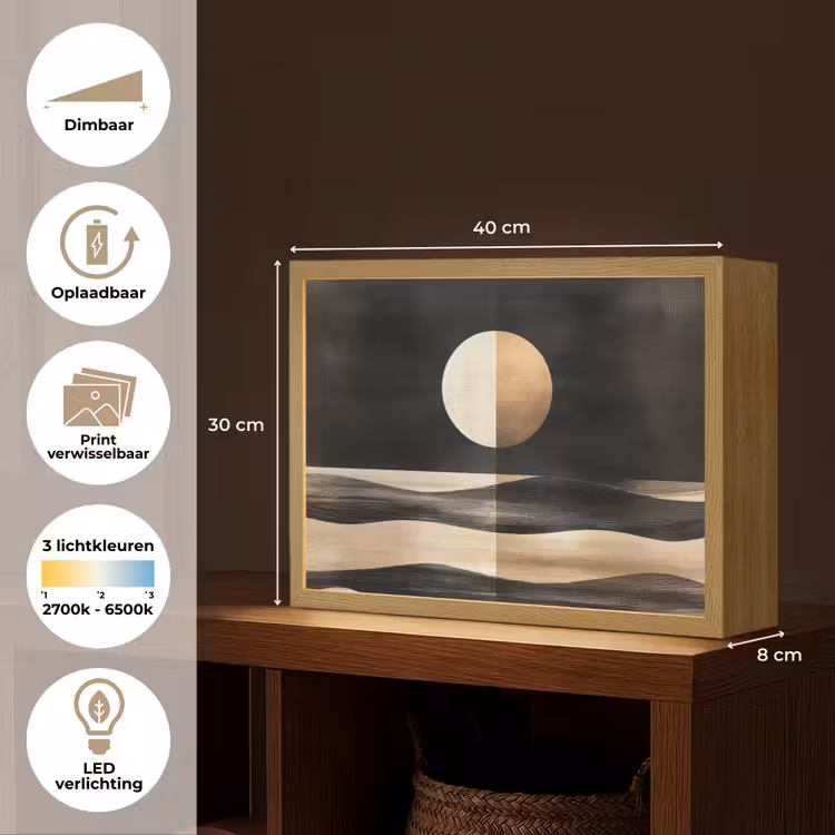 Lightbox - Wandlamp - Maan - Cirkel - Goud — 10