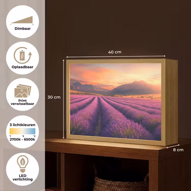 Lightbox - Wandlamp - Lavendelveld - Zonsondergang - Paars — 10