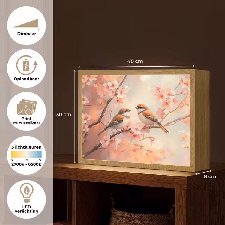 Lightbox - Wandlamp - Vogels - Romantic - Bloesemtak — 10