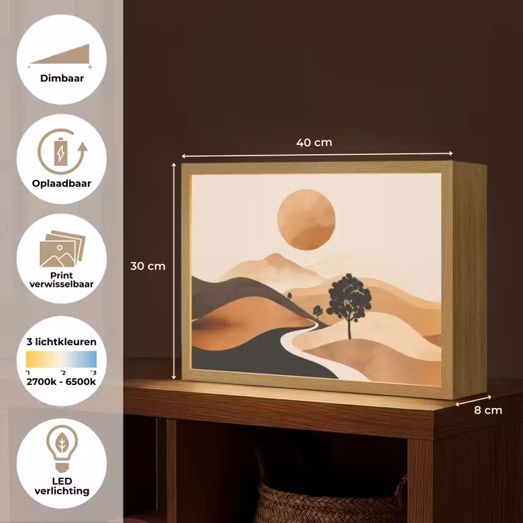 Lightbox - Wandlamp - Zon - Heuvels - Boom - Abstract — 10