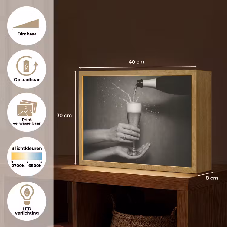 Lightbox - Wandlamp - Champagnefles - Glas - Minimalistisch - Spetters — 10