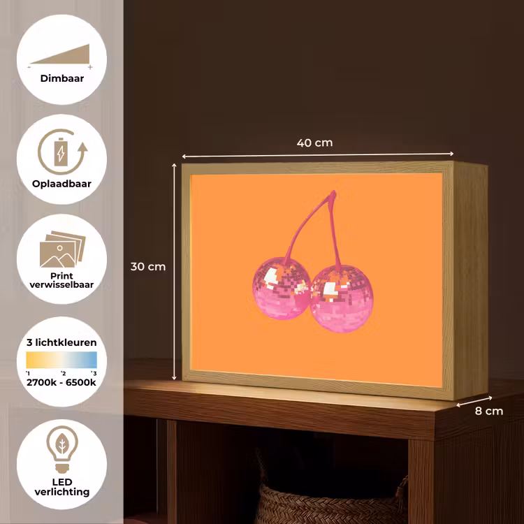 Lightbox - Wandlamp - Discoballen - Kers - Spiegels - Roze — 10
