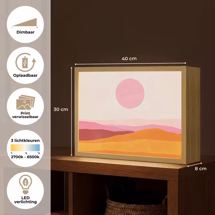 Lightbox - Wandlamp - Heuvels - Oranje - Zon - Abstract — 10