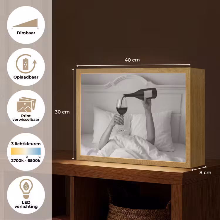 Lightbox - Wandlamp - Lakens - Armen - Wijn - Glas — 10