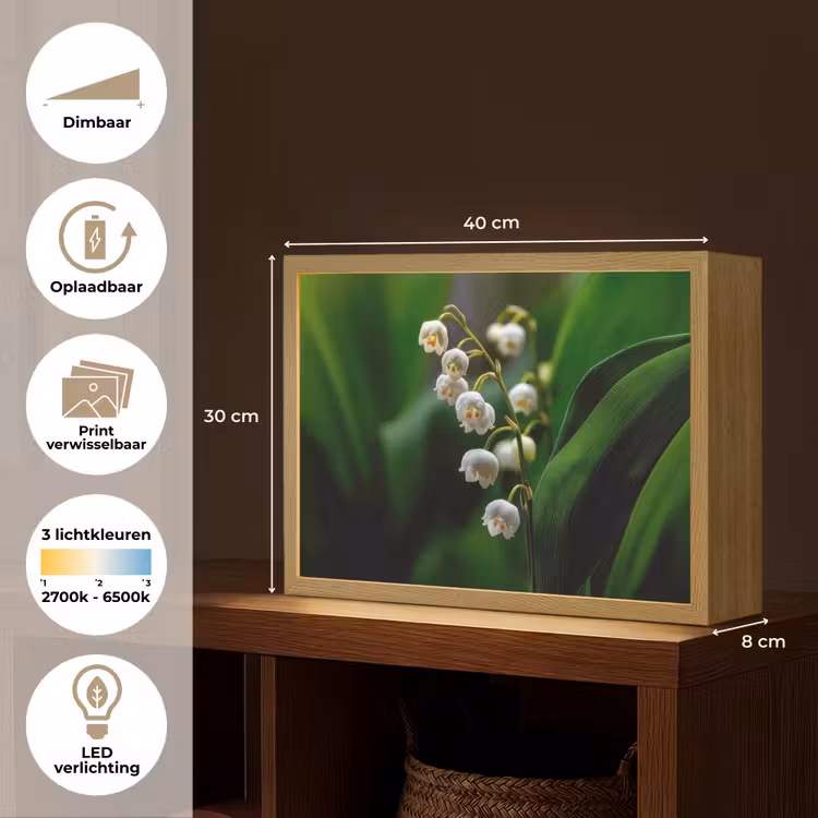 Lightbox - Wandlamp - Bloemen - Wit - Bladeren - Lelietjes — 10
