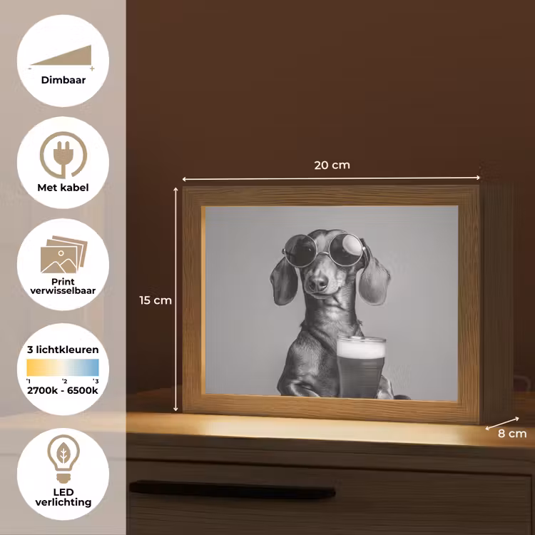 Lightbox - Wandlamp - Teckel - Bier - Glas - Bril — 9