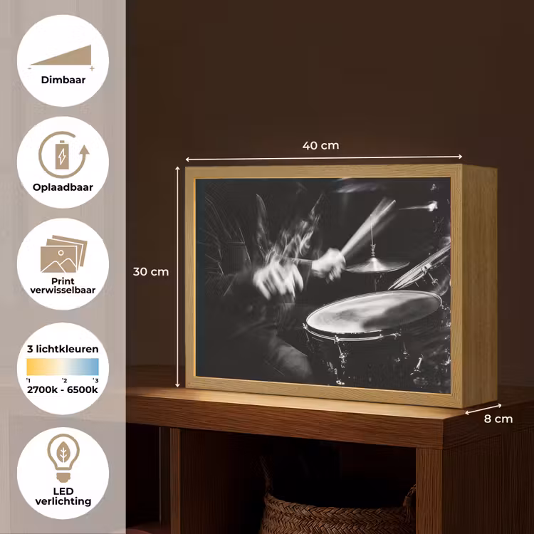 Lightbox - Wandlamp - Drummer - Zwart - Drumstel — 10