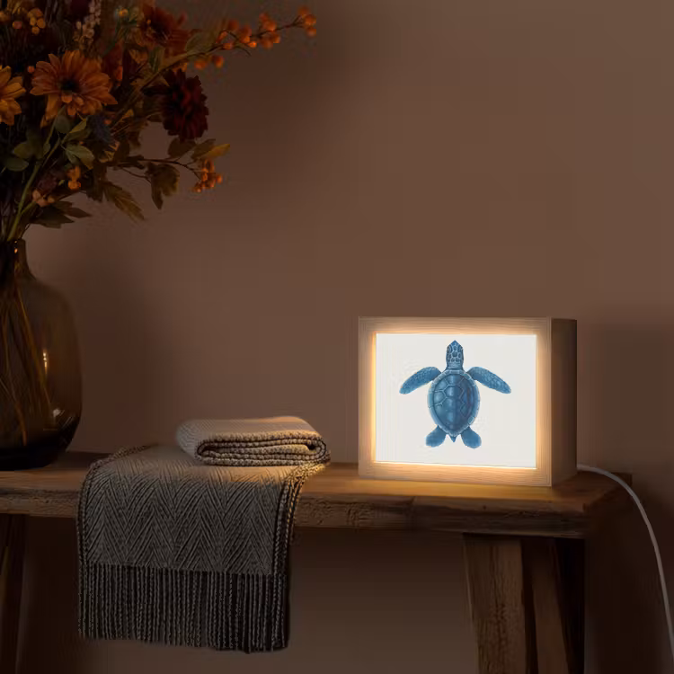 Lightbox - Wandlamp - Schildpad - Blauw - Schild — 5
