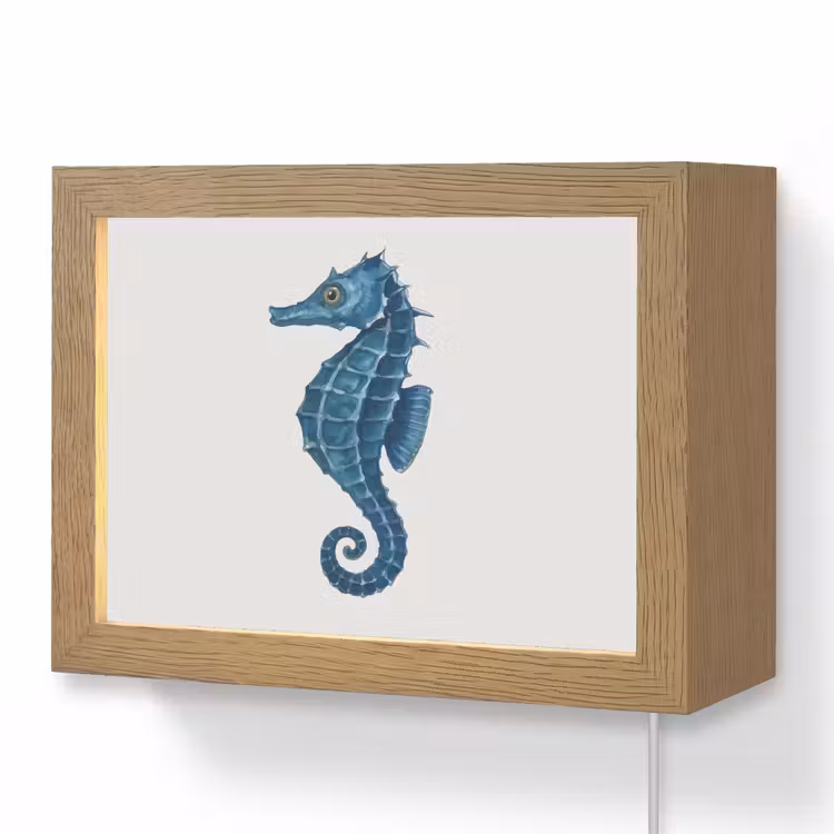 Lightbox - Wandlamp - Zeepaardje - Staart - Blauw — 1