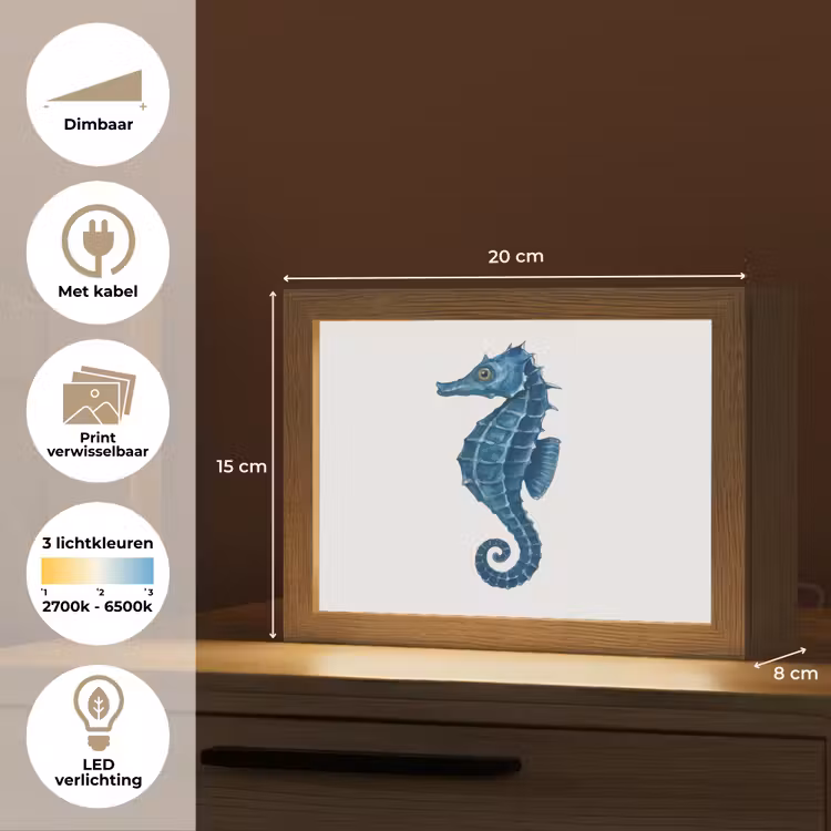 Lightbox - Wandlamp - Zeepaardje - Staart - Blauw — 9