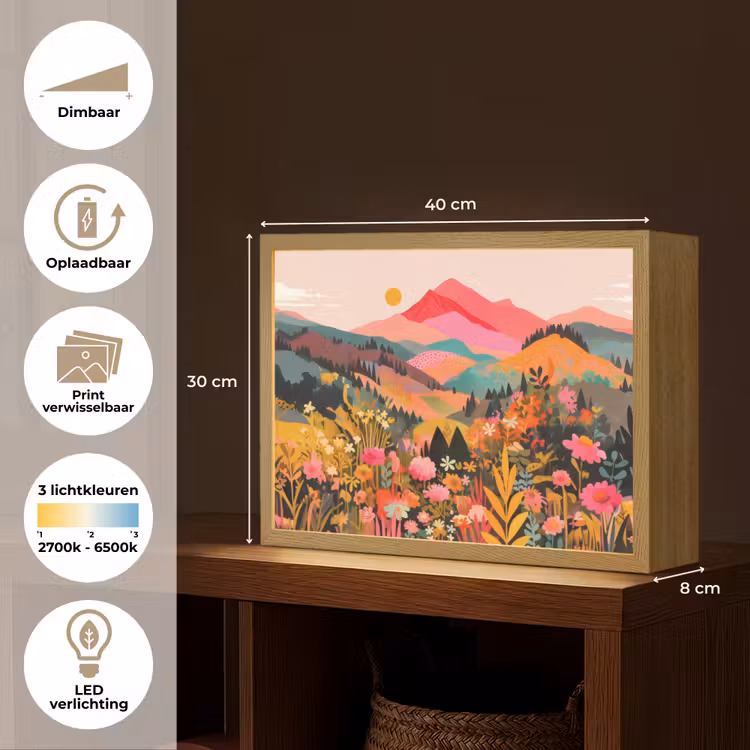 Lightbox - Wandlamp - Zonsondergang - Bergvallei - Contrast — 10