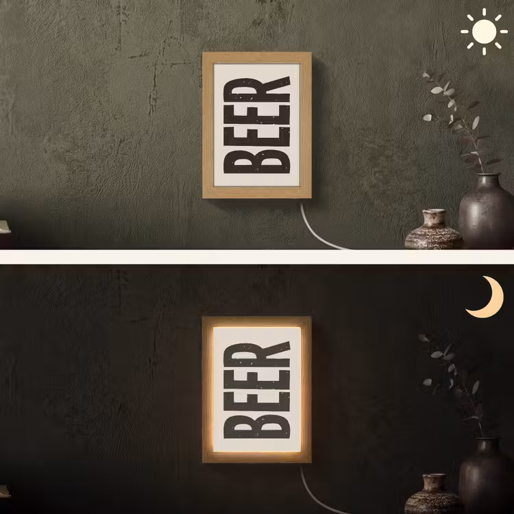 Lightbox - Wandlamp - Beer - Vintage - Zwart - Beige — 3