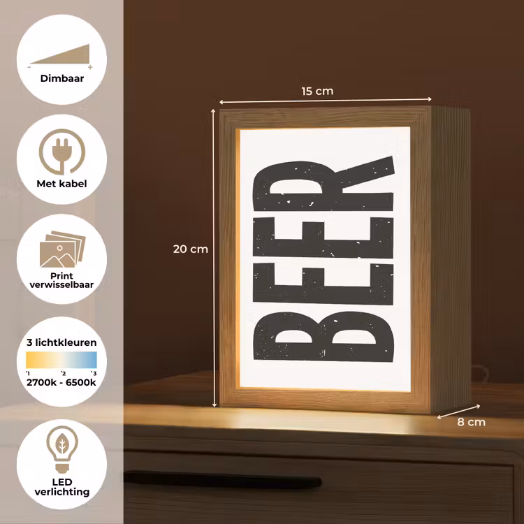 Lightbox - Wandlamp - Bier - Japandi - Decoratie - Zwart — 9