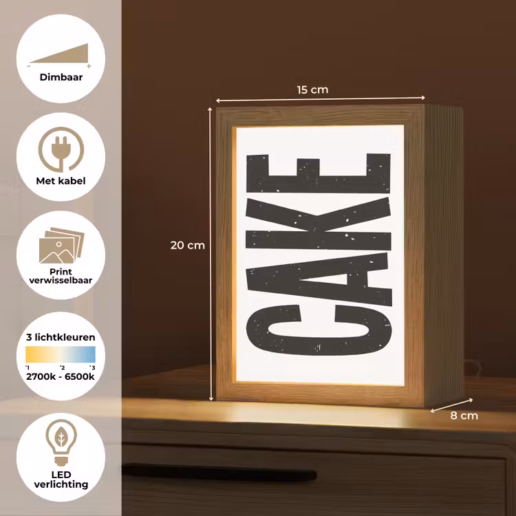 Lightbox - Wandlamp - Zwart - Cake - Eten - Decoratie — 9