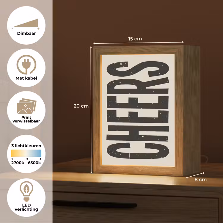 Lightbox - Wandlamp - Cheers - Japandi - Zwart - Letters — 9