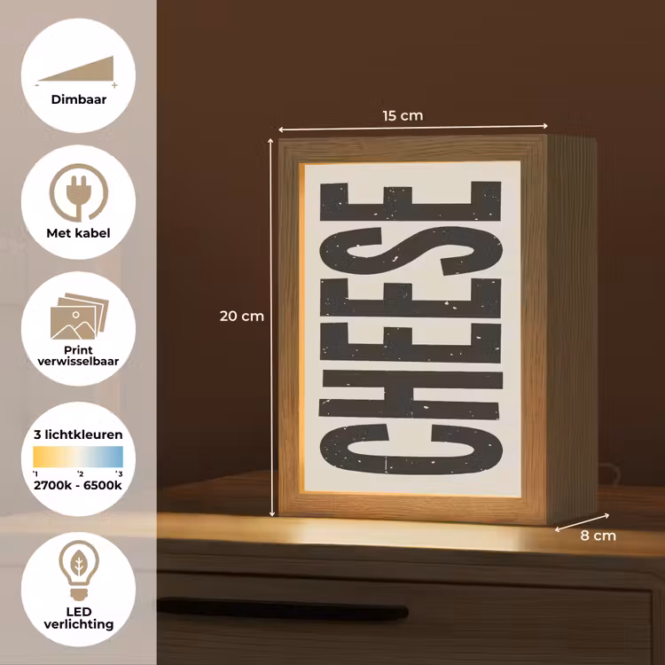 Lightbox - Wandlamp - Kaas - Decoratie - Beige - Cheese — 9