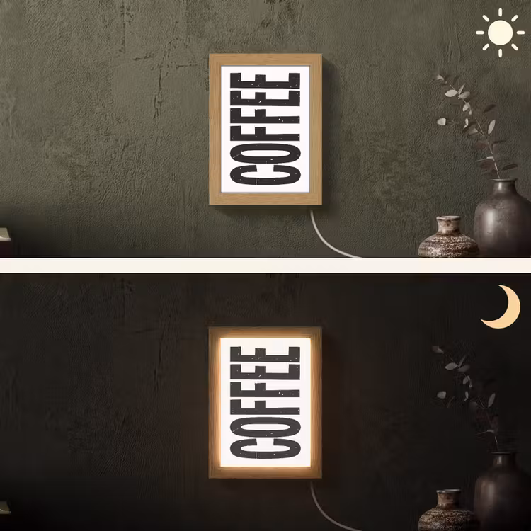 Lightbox - Wandlamp - Koffie - Decoratie - Japandi - Vintage — 3
