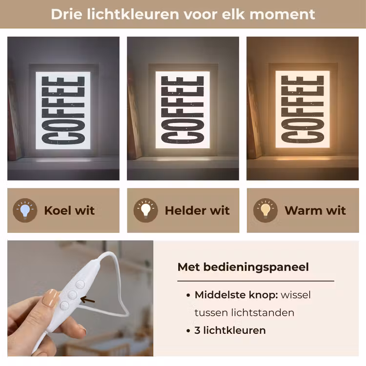 Lightbox - Wandlamp - Koffie - Decoratie - Japandi - Vintage — 7