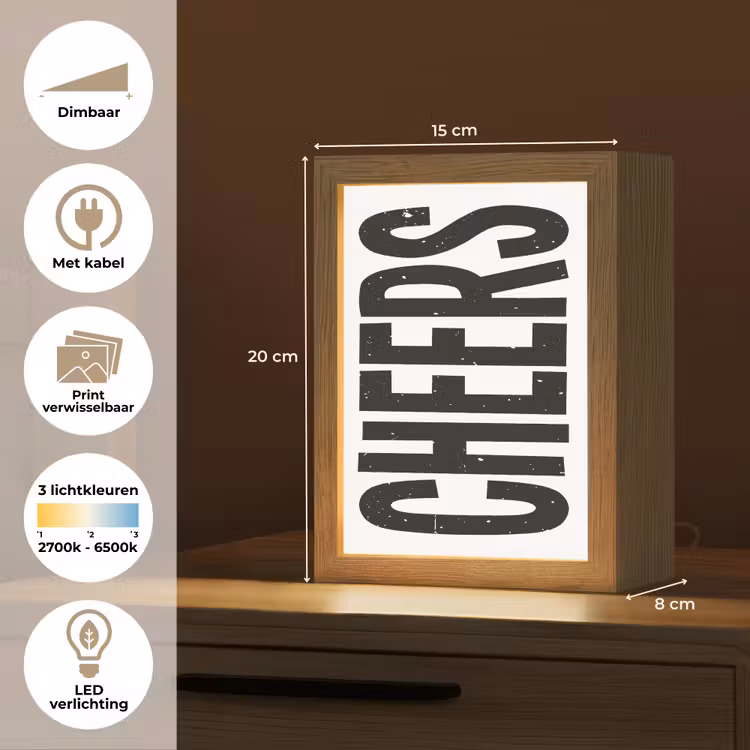 Lightbox - Wandlamp - Retro - Cheers - Zwart - Decoratie — 9