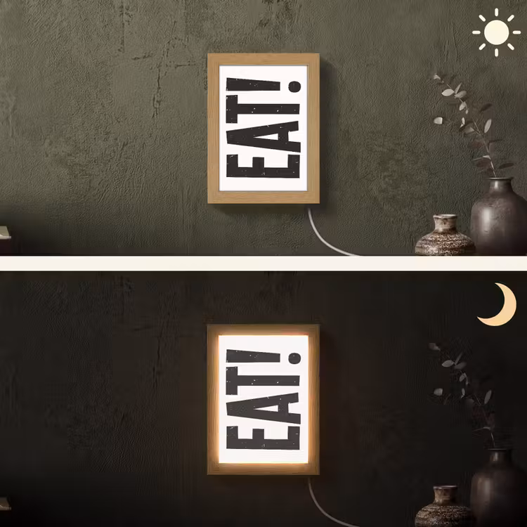 Lightbox - Wandlamp - Decoratie - Eten - Zwart - Wit — 3