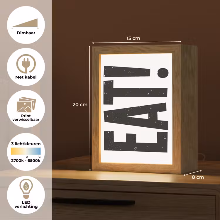 Lightbox - Wandlamp - Decoratie - Eten - Zwart - Wit — 9