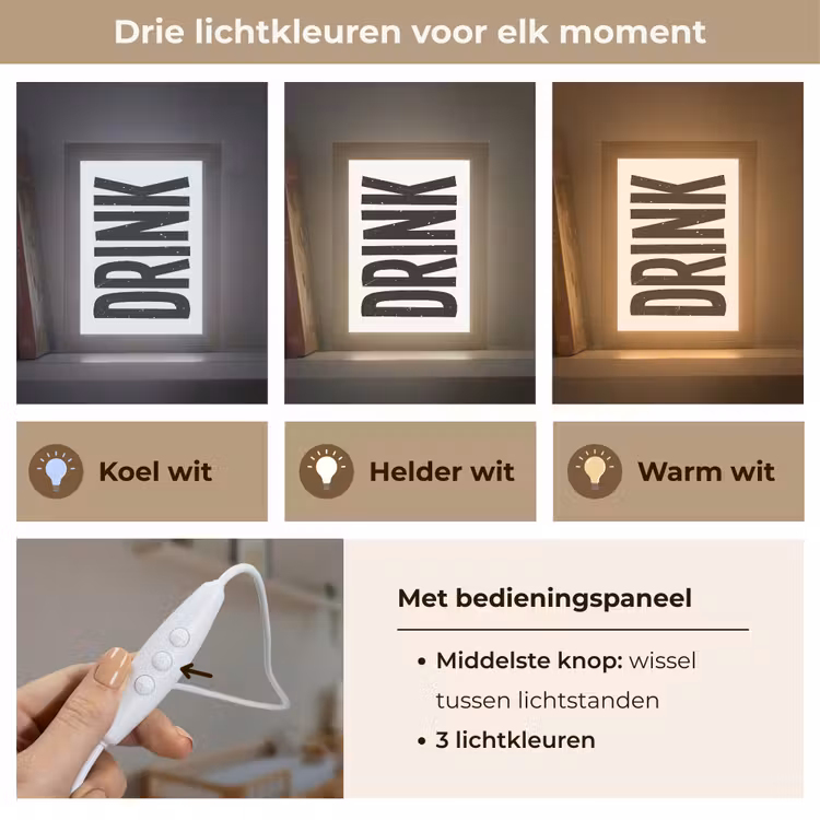 Lightbox - Wandlamp - Drink - Zwart - Wit - Decoratie — 7