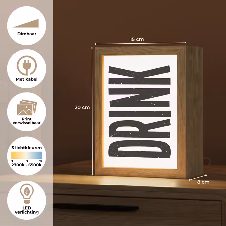 Lightbox - Wandlamp - Drink - Zwart - Wit - Decoratie — 9