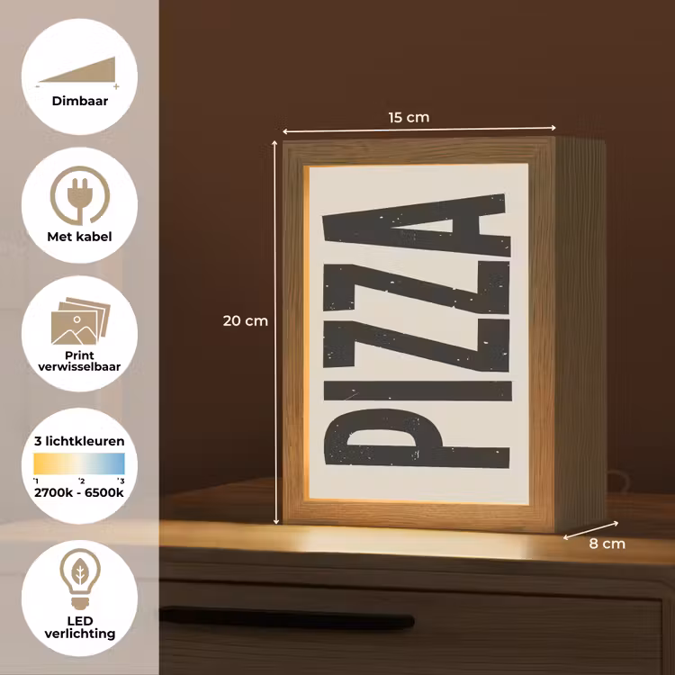 Lightbox - Wandlamp - Pizza - Decoratie - Japandi - Vintage — 9