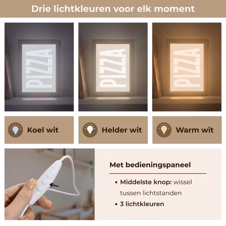 Lightbox - Wandlamp - Pizza - Decoratie - Japandi - Wit — 7