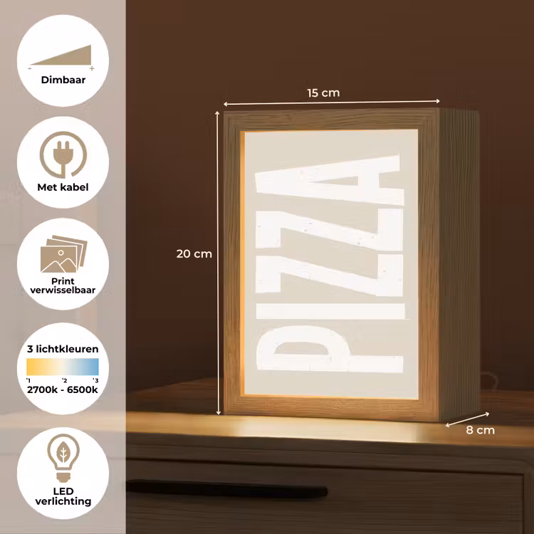 Lightbox - Wandlamp - Pizza - Decoratie - Japandi - Wit — 9