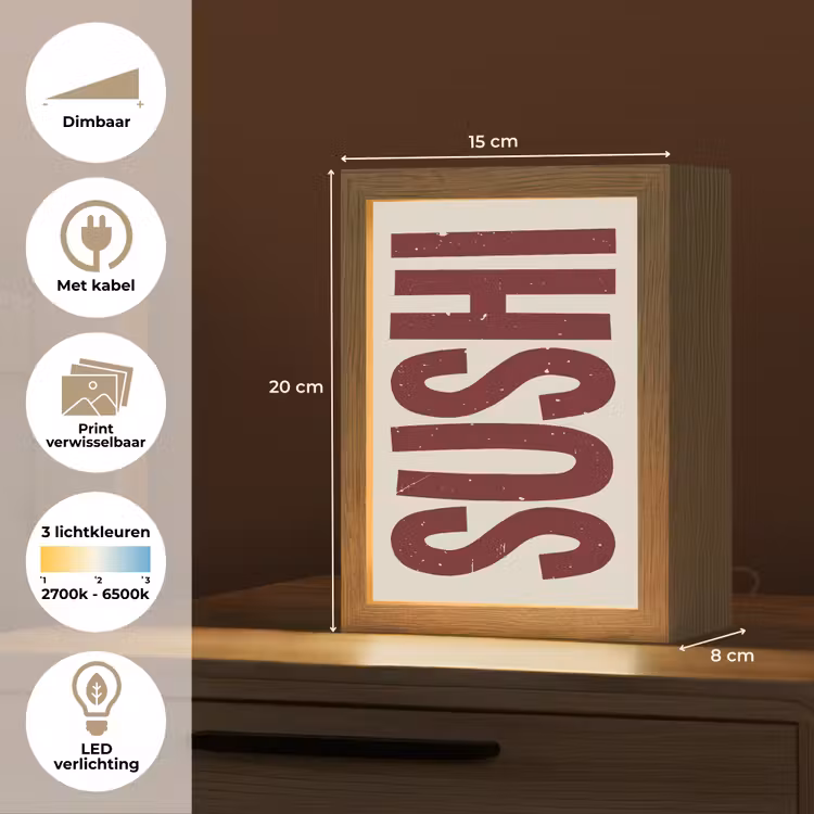 Lightbox - Wandlamp - Sushi - Rood - Japandi - Decoratie — 9