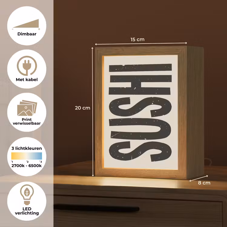 Lightbox - Wandlamp - Zwart - Sushi - Japandi - Vintage — 9