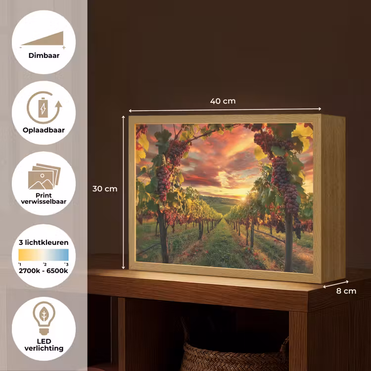 Lightbox - Wandlamp - Wijngaard - Druiven - Zonsondergang — 10