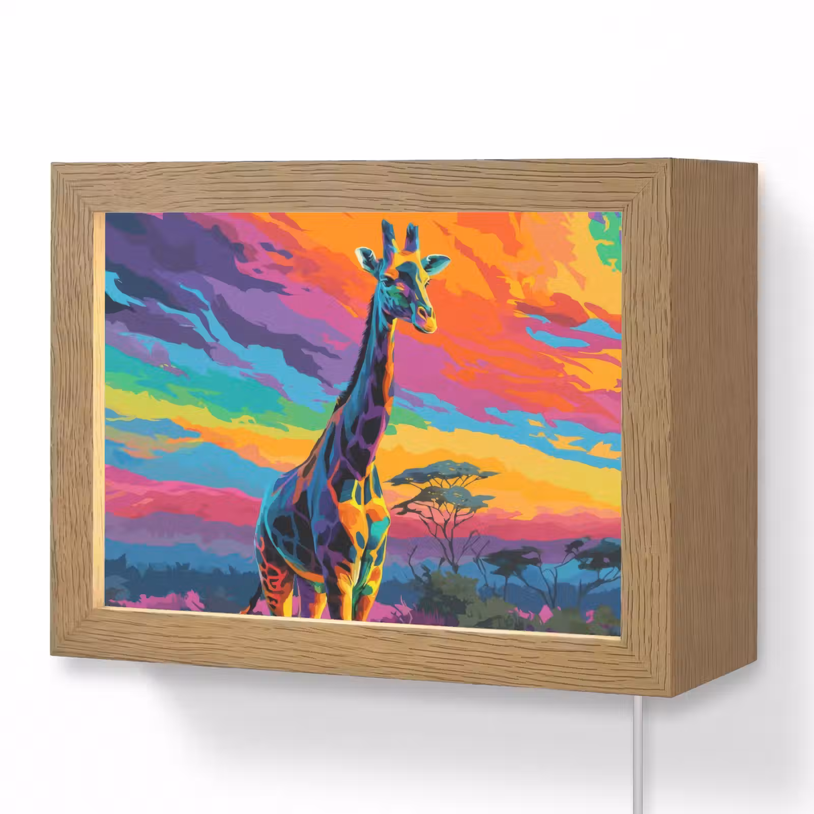 Lightbox - Wandlamp - Giraffe - Savanna - Lucht - Gekleurd — 1