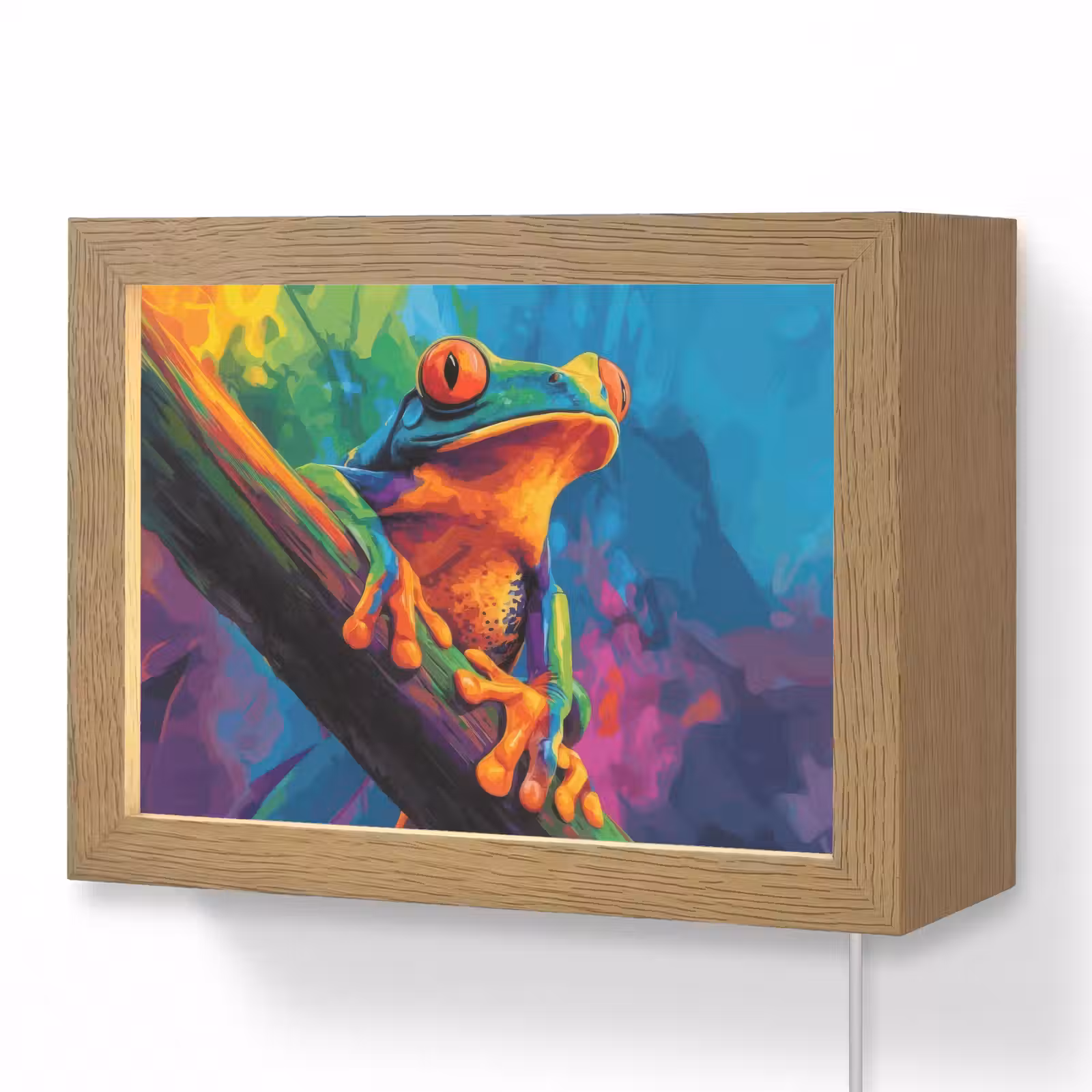 Lightbox - Wandlamp - Kikker - Felgekleurd - Tak - Regenboog — 1