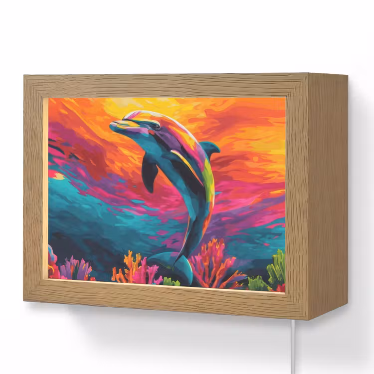 Lightbox - Wandlamp - Dolfijn - Kleurrijk - Oceaan - Koraal — 1