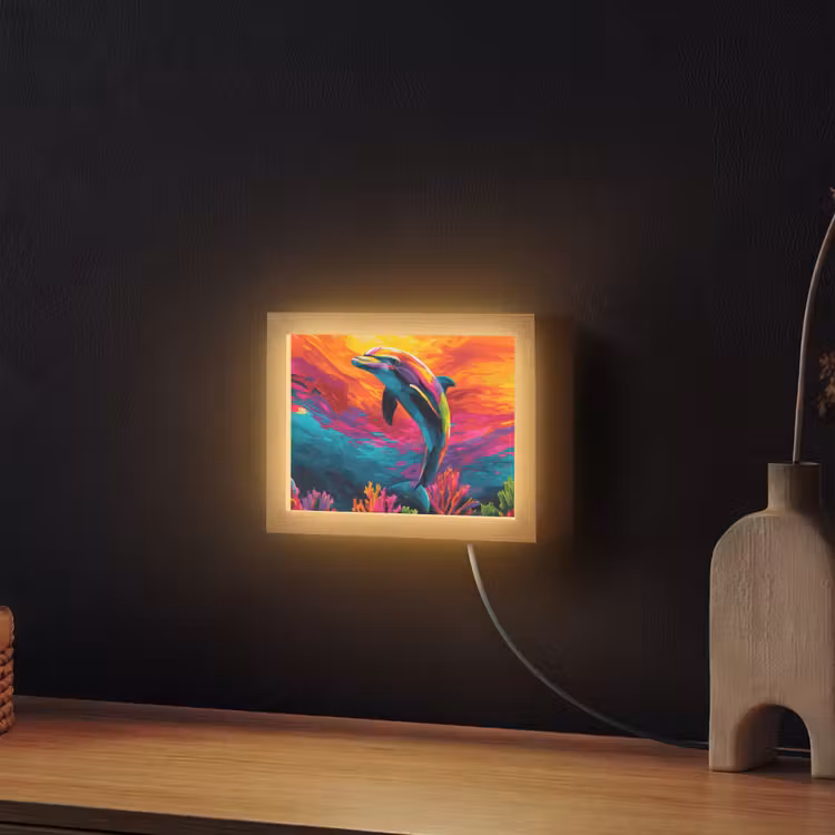 Lightbox - Wandlamp - Dolfijn - Kleurrijk - Oceaan - Koraal — 2