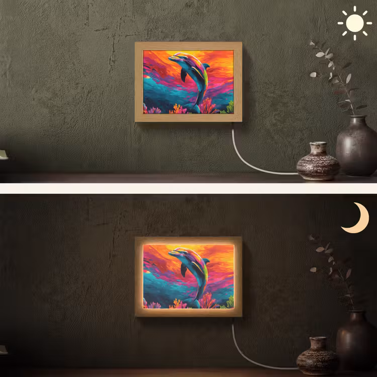 Lightbox - Wandlamp - Dolfijn - Kleurrijk - Oceaan - Koraal — 3