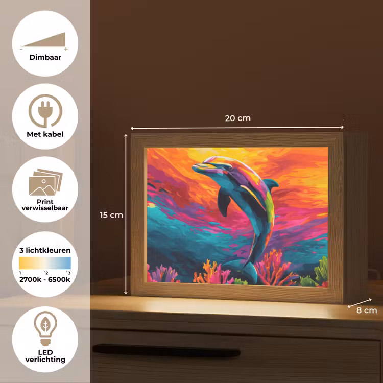 Lightbox - Wandlamp - Dolfijn - Kleurrijk - Oceaan - Koraal — 9