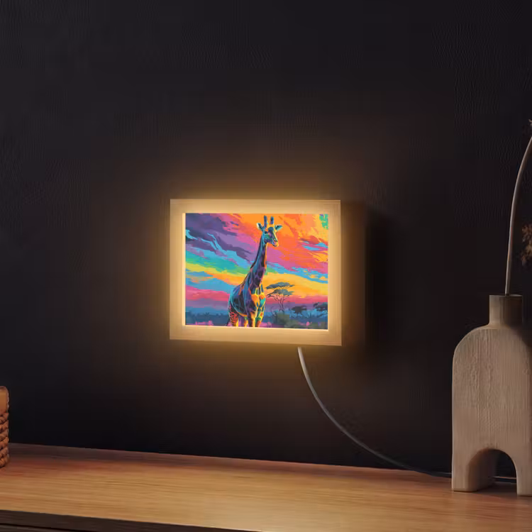 Lightbox - Wandlamp - Giraffe - Savanna - Lucht - Gekleurd — 2