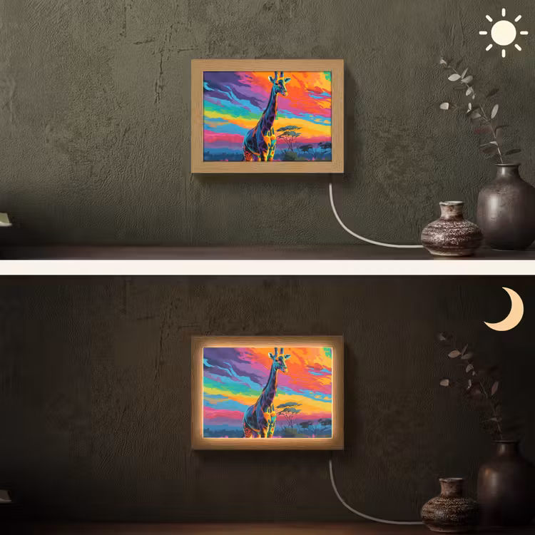 Lightbox - Wandlamp - Giraffe - Savanna - Lucht - Gekleurd — 3