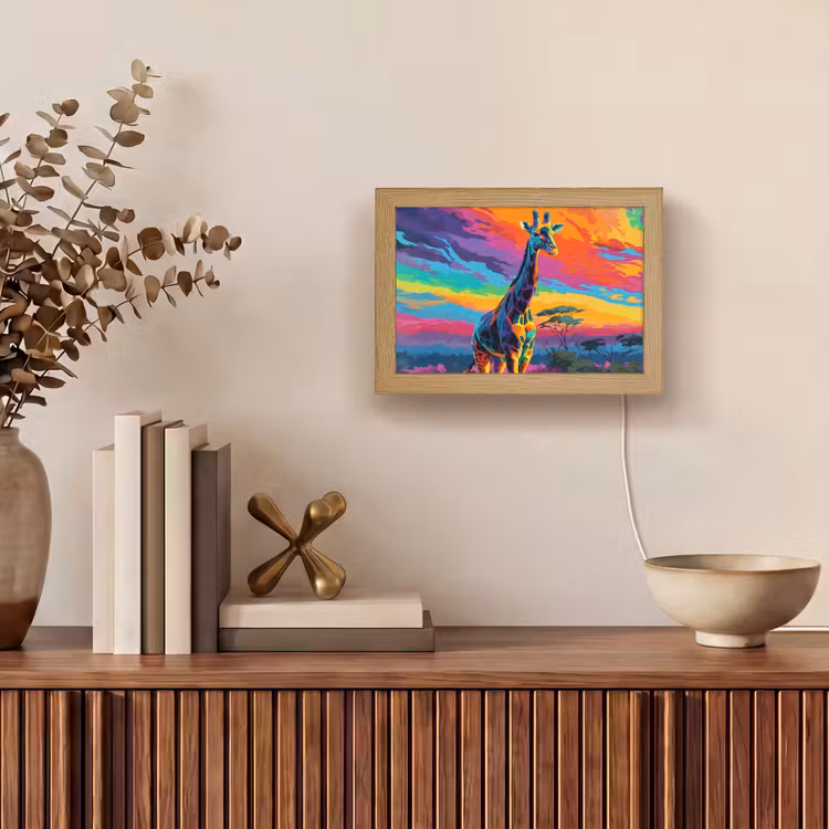 Lightbox - Wandlamp - Giraffe - Savanna - Lucht - Gekleurd — 4