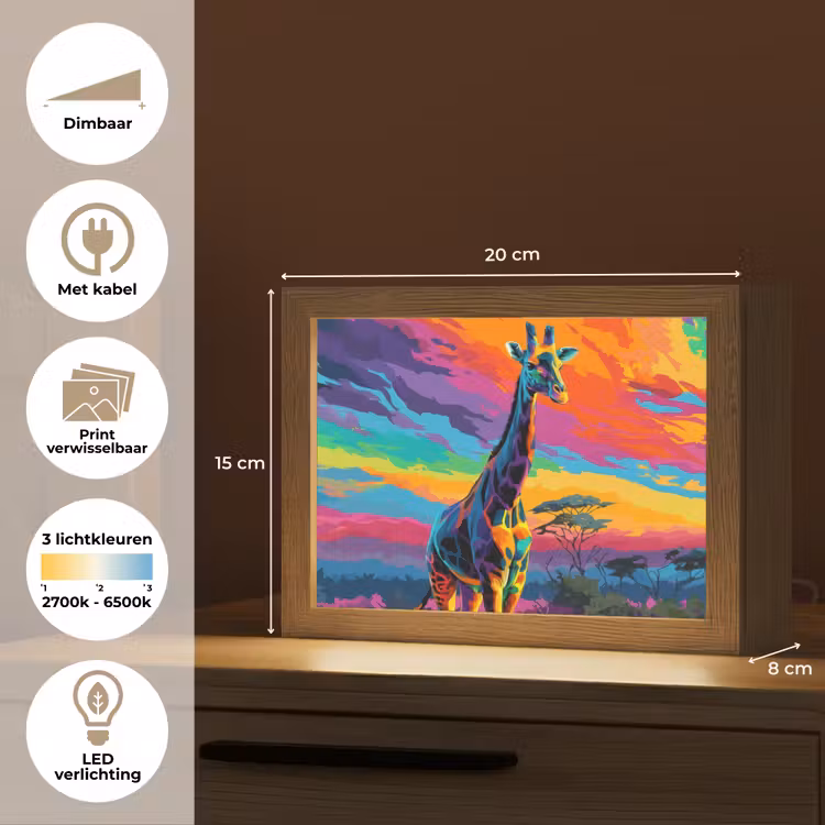 Lightbox - Wandlamp - Giraffe - Savanna - Lucht - Gekleurd — 9