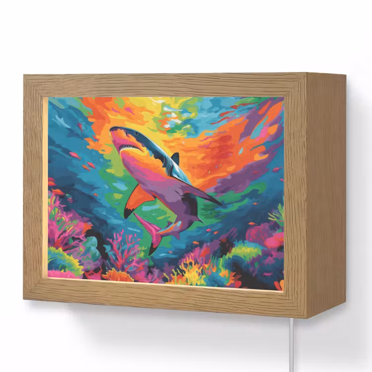 Lightbox - Wandlamp - Haai - Koraalrif - Abstract - Kleurrijk — 1