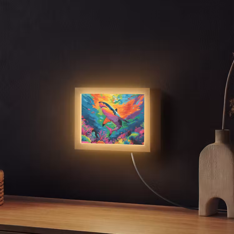 Lightbox - Wandlamp - Haai - Koraalrif - Abstract - Kleurrijk — 2