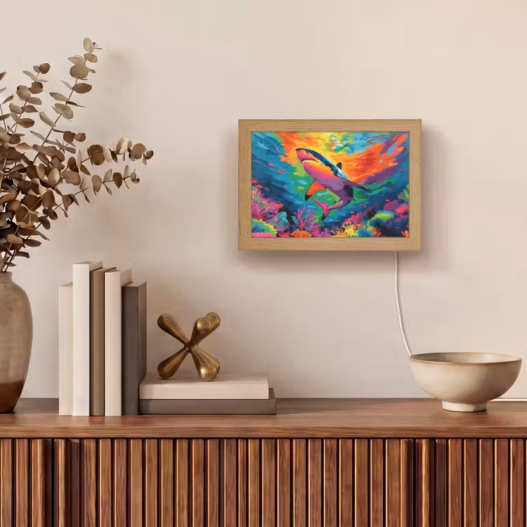 Lightbox - Wandlamp - Haai - Koraalrif - Abstract - Kleurrijk — 4