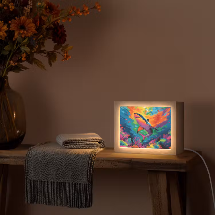 Lightbox - Wandlamp - Haai - Koraalrif - Abstract - Kleurrijk — 5