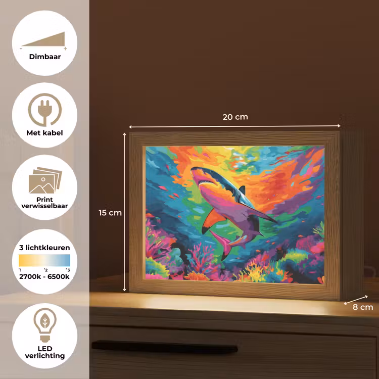 Lightbox - Wandlamp - Haai - Koraalrif - Abstract - Kleurrijk — 9