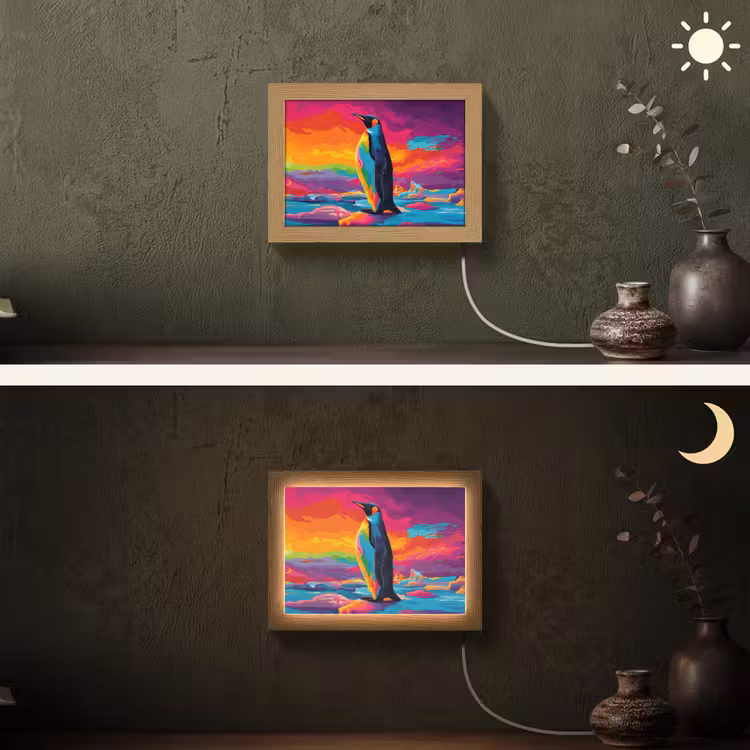 Lightbox - Wandlamp - Ijsschots - Pinguïn - Abstract - Lucht — 3