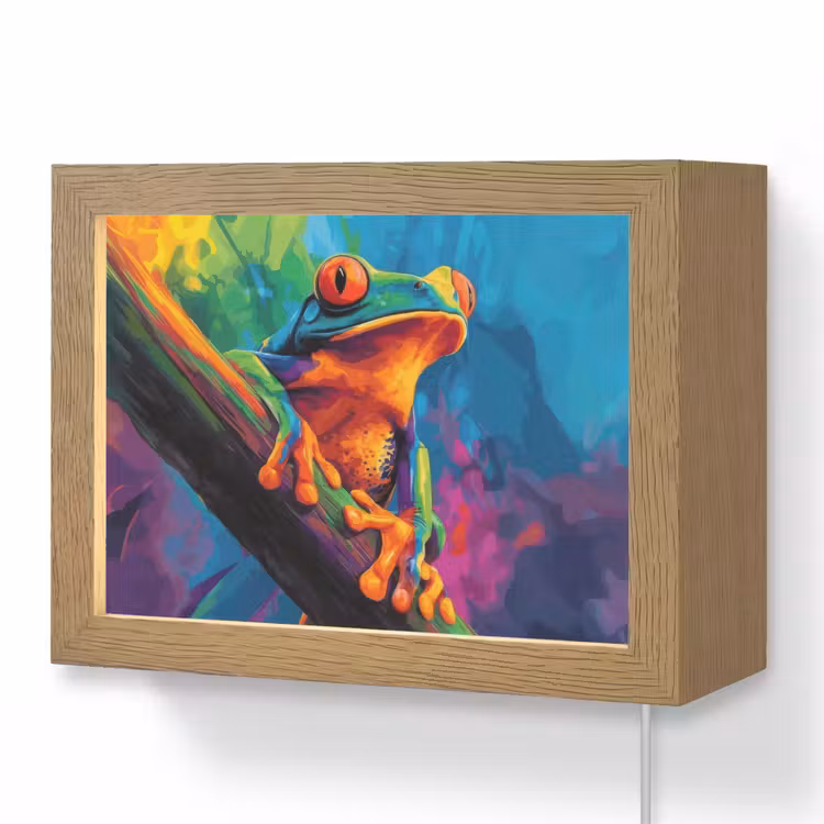 Lightbox - Wandlamp - Kikker - Felgekleurd - Tak - Regenboog — 1